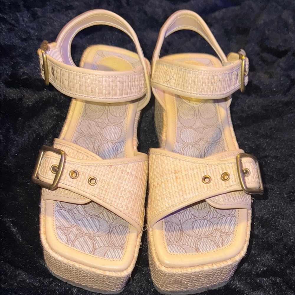 Coach Cream Comfort Sandals with Adjustable Straps